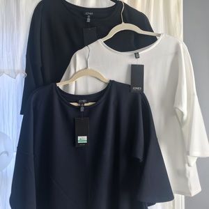 Jones NY Bell Sleeve Blouses (Navy,White,Black)